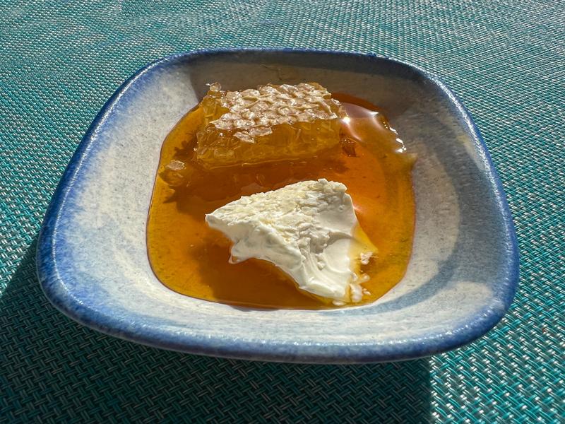 Honeycomb and clotted cream at breakfast