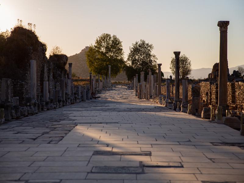 Ephesus road at sunset