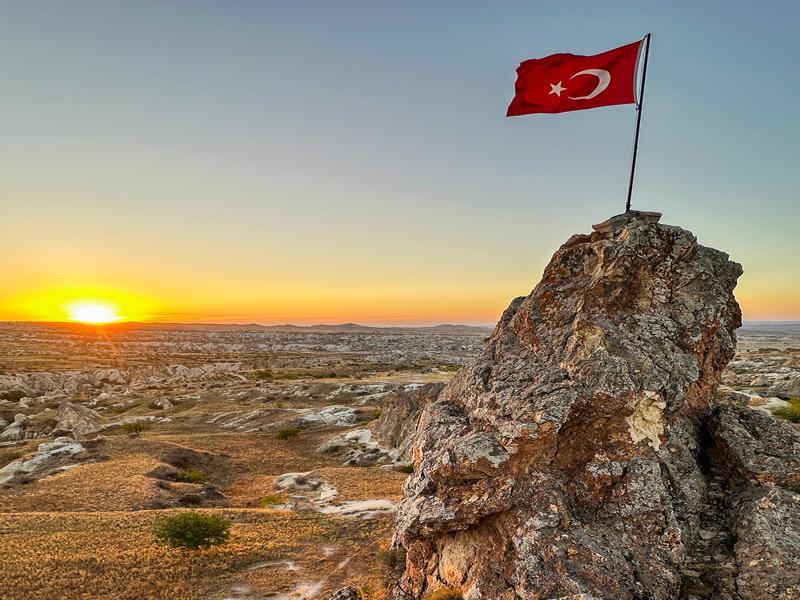 Turkish flag at sunset