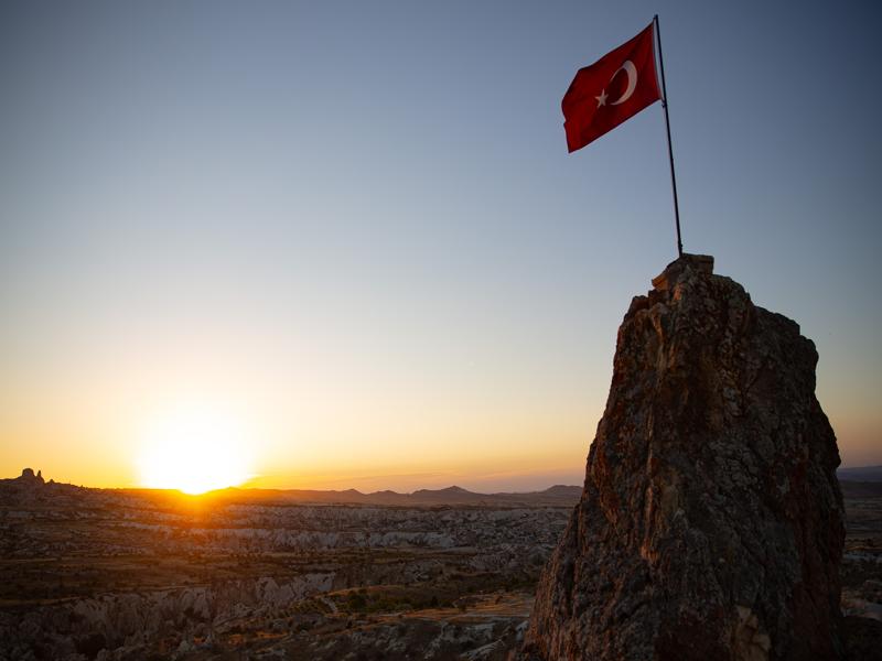 Turkish flag at sunset