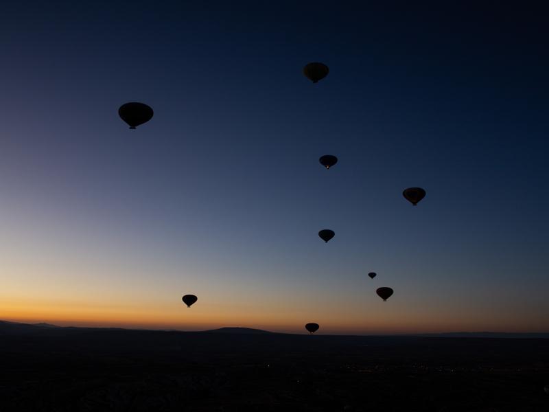 Hot air balloons at sunrise