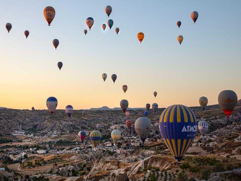 Hot air balloons at sunrise