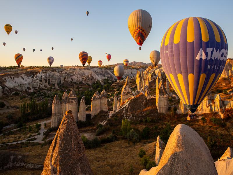 Hot air balloons at sunrise