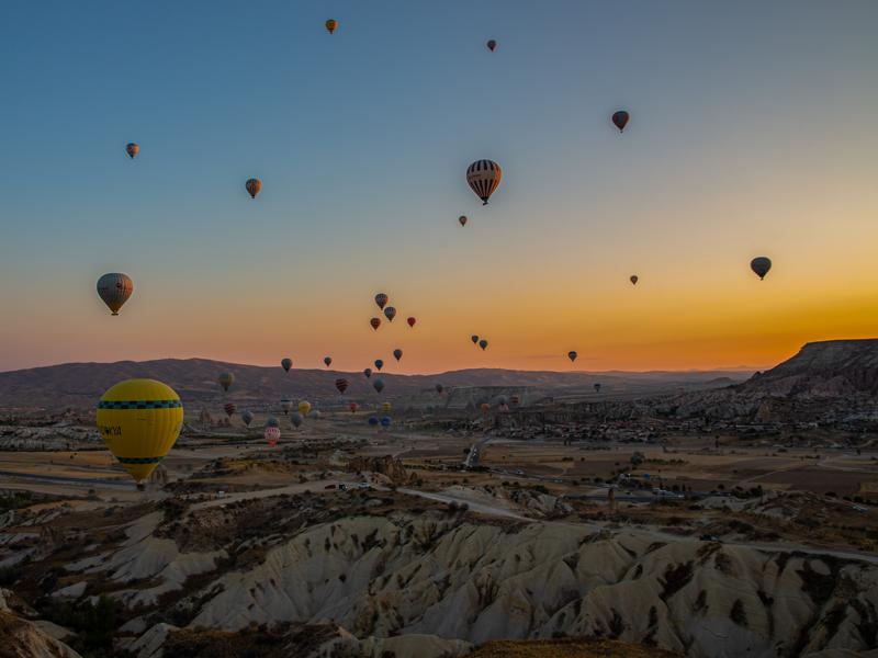 Hot air balloons at sunrise