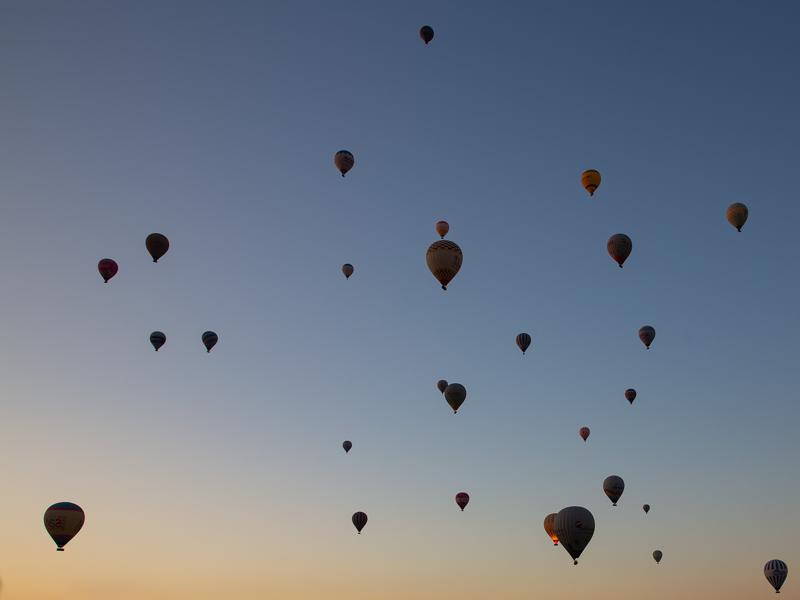Hot air balloons at sunrise