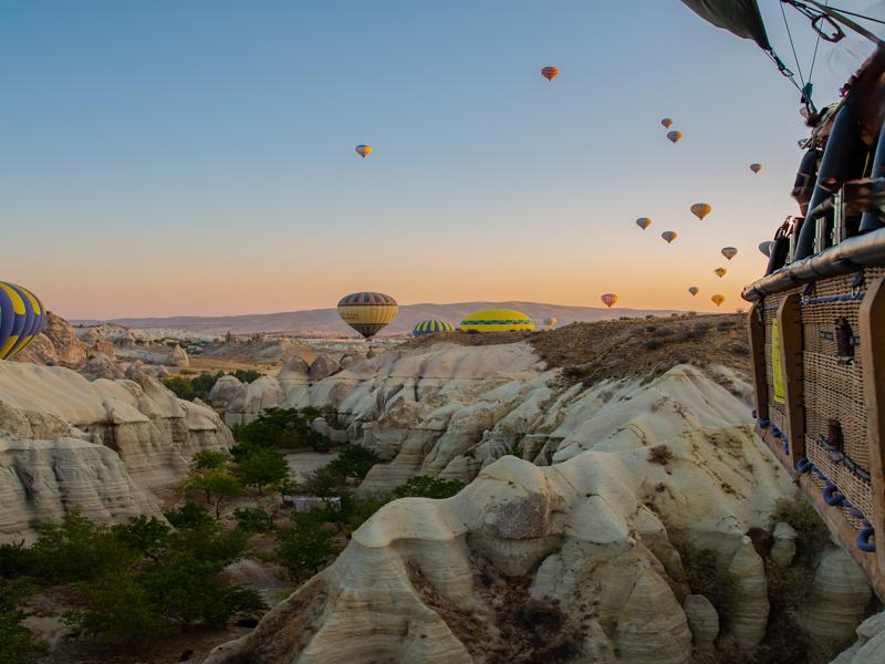 Hot air balloons at sunrise
