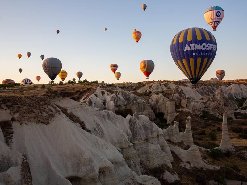 Hot air balloons at sunrise