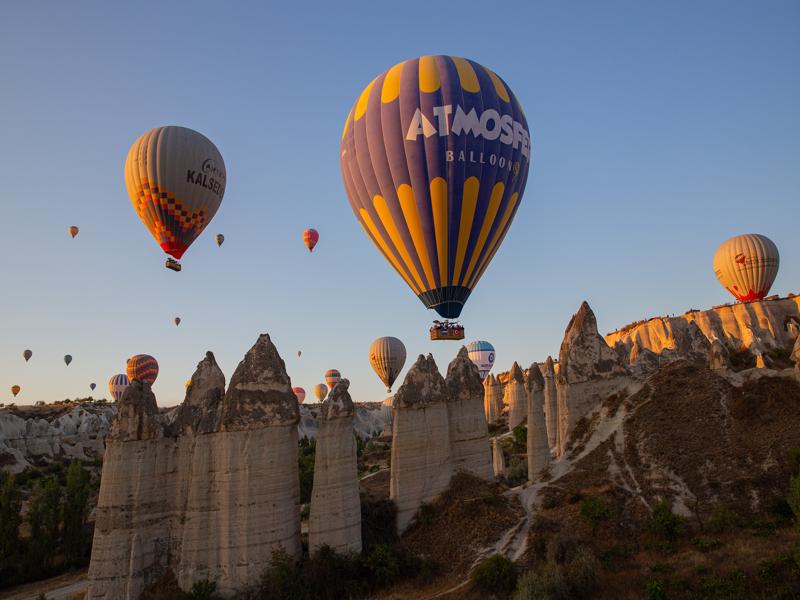 Hot air balloons at sunrise