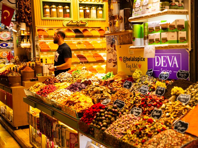 Typical stall in the spice bazaar
